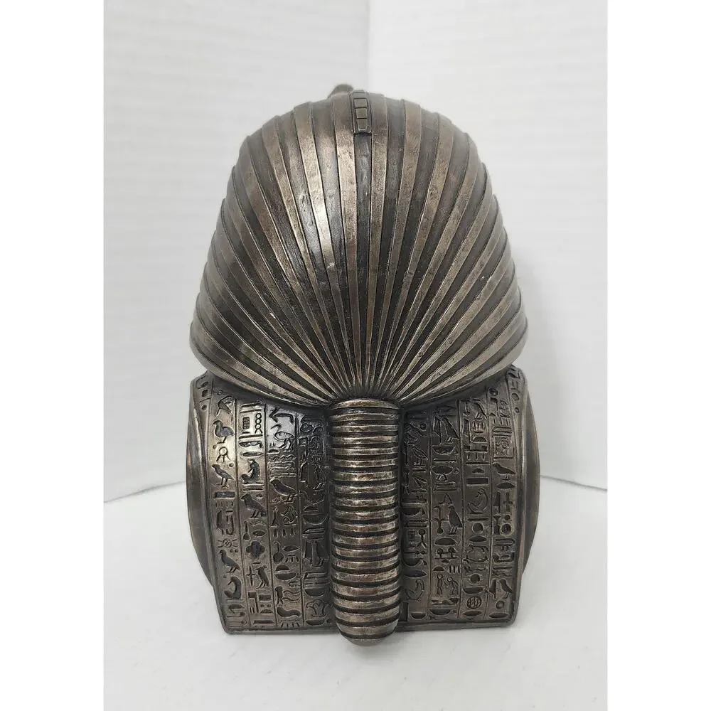 Vintage 2000 Veronese King Tut Bronze Resin Statue Egyptian Pharaoh Bust